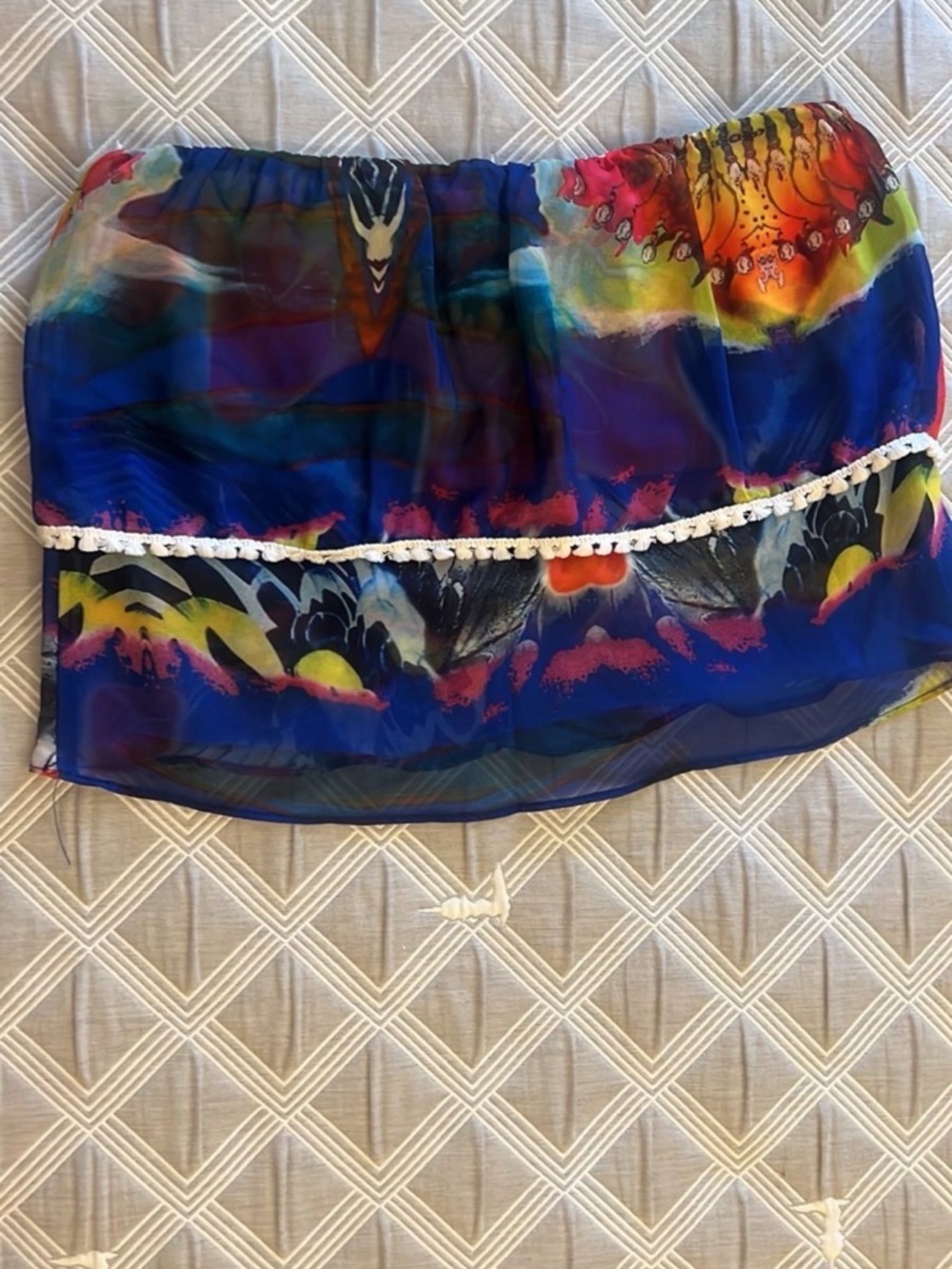 Y2K floral ruffle layered  White Stretch crop Tube Top